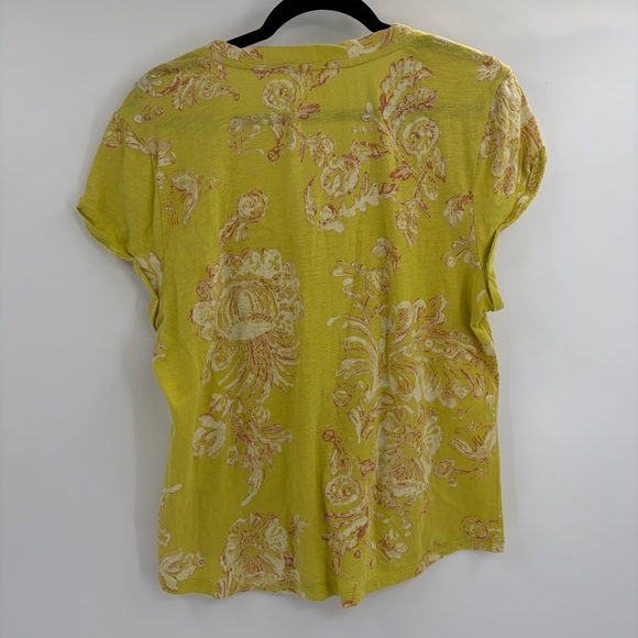 Anthropologie pilcro Yellow Floral springtime Short Sleeve Tee size large - Picture 8 of 15